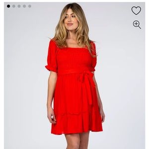 Pinkblush Red Smocked Maternity Dress Size Large NWT